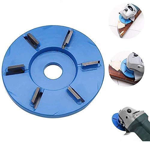 Six Teeth Power Wood Carving Disc Tool Milling Cutter, Woodworking Turbo Tea Tray Digging Wood Carving Disc Tool Milling Cutter for 16mm Aperture Angle Grinder Blue