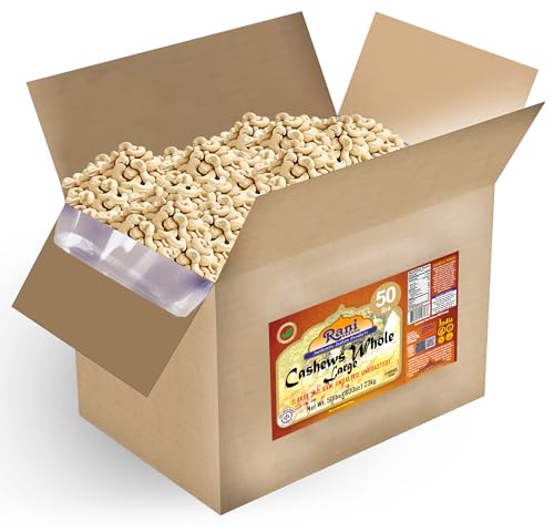 Rani Raw Cashews Whole W240 Large (uncooked, unsalted) 800oz (50lbs)