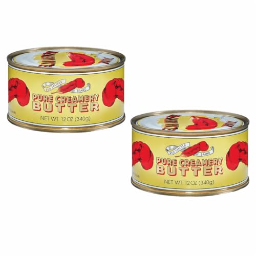 Red Feather Canned Butter – Real Creamery Butter from New Zealand, 100% Pure, Long Shelf Life for Baking, Camping & Pantry Storage, 2 Cans (12 oz Each)