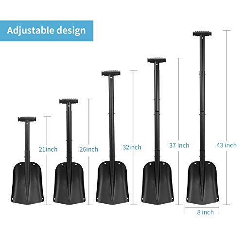 HAUSPROFI Snow Shovel, Tactical Shovel Collapsible Design Aluminium Alloy, Hand Shovel for Car, Snow, Gardenn and Camping, Black, Detachable Five-Piece Construction - Thumbnail 6