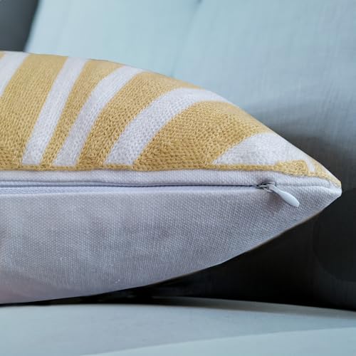Aitliving CPC-CSCVSGAGLYELLOW45 Accent Pillow Cover Decorative 1Pc Gagliano Embroidered Art Deco Geometric Abstract Fans Circles 2 Tones Mango Yellow Rattan Throw Pillow Case Cushion Pillow Sham 18"X18",Cotton Canvas 45X45Cm thumb #1