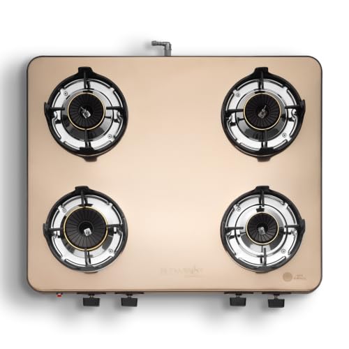 Image of BLOWHOT Crystal 4B Gas Stove | Stainless Steel Top | Push Button Auto Ignition Gas Stove Powered by Battery | Warranty - 2 Year on Product | 5 Years on Burner and Gas Valves