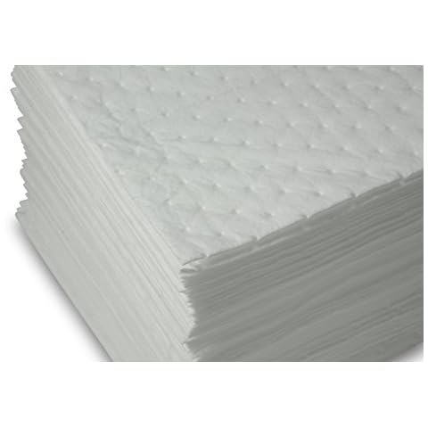 AABACO Oil Only Absorbent Pads - Heavy Weight Sheets (100ct Per Pack) 15 X 17 Inch High Absorbency for Oil and Fuel Spills - Repels Water, Absorbing up to 24 Gallons - Cleanup & Automotive (100) Cover