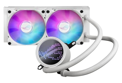 Image of ASUS ROG RYUO III 240 ARGB White Edition All-in-one AIO Liquid CPU Cooler 240mm Radiator, Asetek 8th gen Pump Solution, Anime Matrix LED Display and ROG AF 12S ARGB Fan.