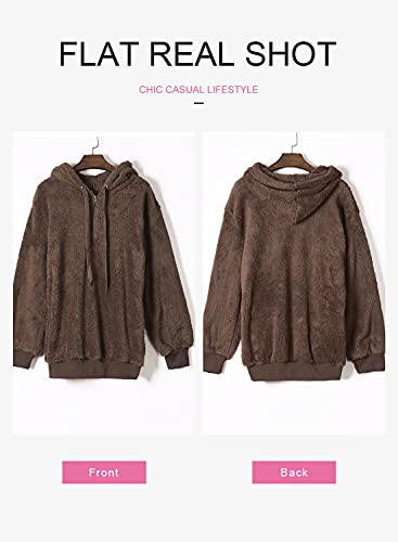Dokotoo Womens Oversized Cozy Soft Warm Thick Fuzzy Sweatshirt Sweater Casual Loose Sweatshirt Hoodies Fleece Sherpa Pullover With Pockets Coffee Medium #TOP2