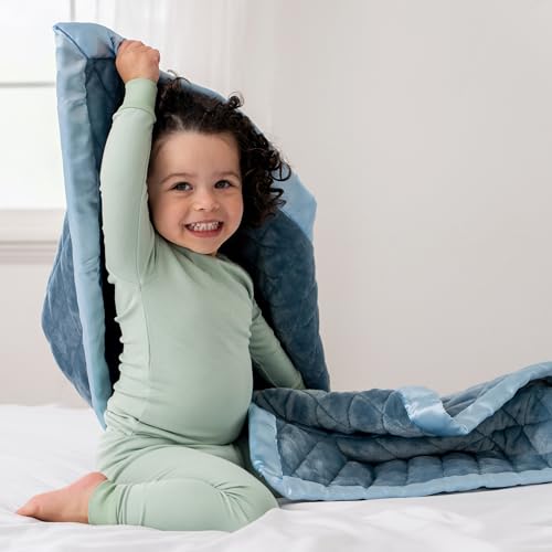Dreamland Baby 4lb Weighted Blanket for Kids. Breathable Dual Fabrics with Minky Cooling Side & Cozy Microfleece on Reverse. Mom-Owned US Business, Premium Materials (Ocean Blue) - Image 4