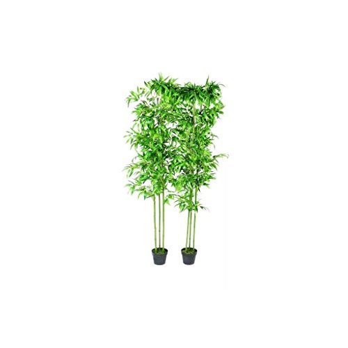 vidaXL 2X Plantas Artificiales Bambú con Cañas Reales 190 cm Maceta Plástico