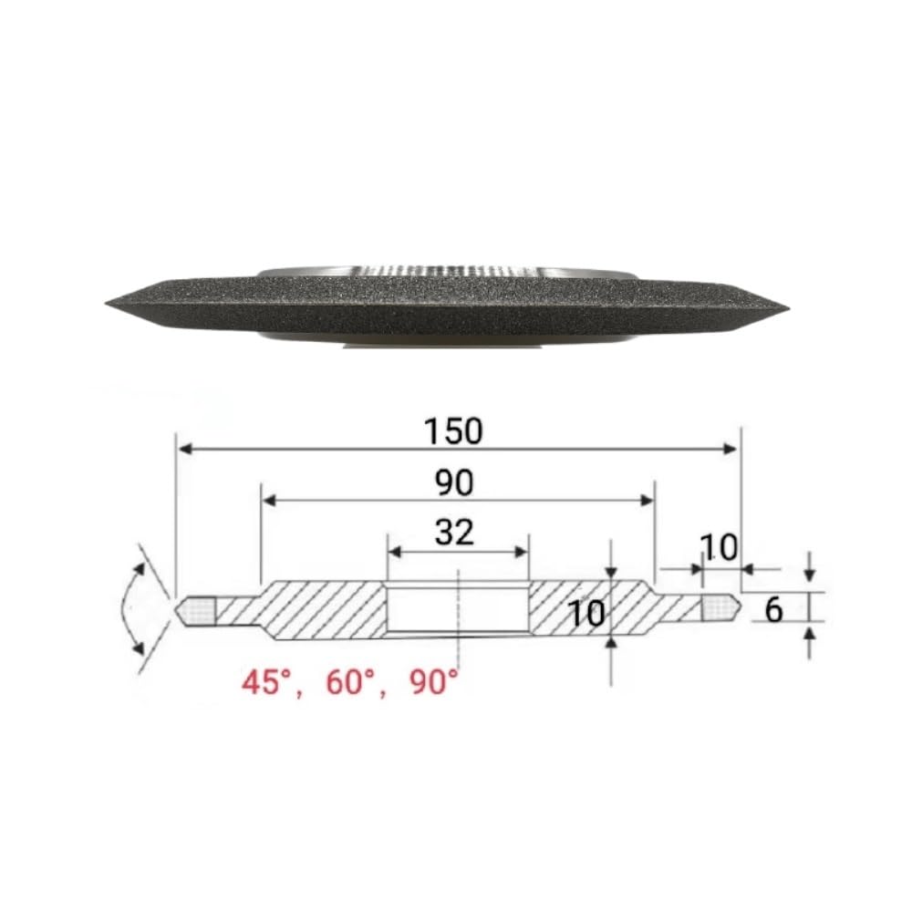 Disco afilador de Amoladora Manual de Muela de Diamante SDC de Doble Borde de Desarrollo for Herramienta de Corte de fresado de Acero de tungsteno y Metal de carburo(125Dx32H V60,200_1 PC)