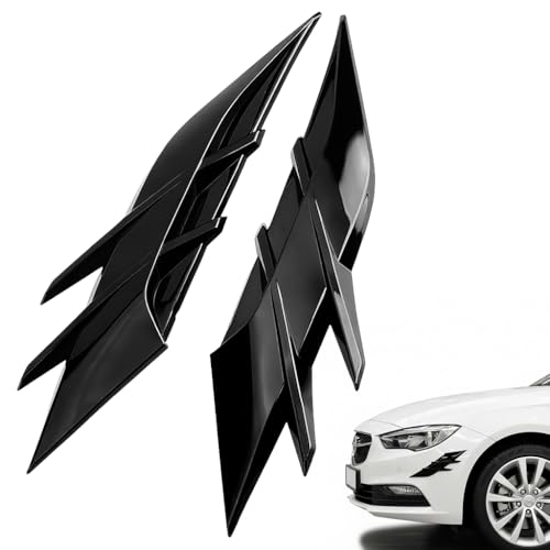 Image of STHIRA 2-Pack Car Fender Vent Sticker, Shark Fin Style, Glossy Black Decal