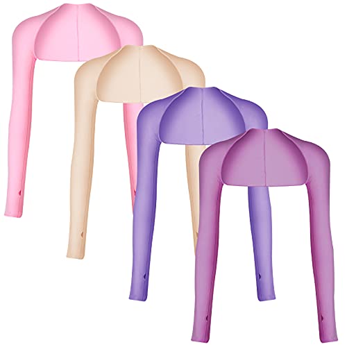 Consejos y comparativas para Comprar Chal rosa favoritos de las personas. 29 4 pares de mangas de brazo de chal refrescante con agujero para los dedos, mangas de brazo anti-UV para mujeres, golf, conducción, Rosa, morado., M