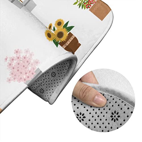 DIRYKILP Badematte + Konturmatte + Toilettendeckelbezug, süße Pflanzen 3 Stück Badematte Set, mit rutschfester Klebeunterseite – Bild 6