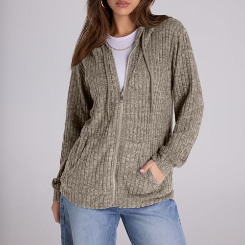 Image of Witsmile Zip Up Hoodie Women Oversized Sweatshirt Long Sleeve 2026 Fall Outfit Lightweight Jackets Workout Clothes