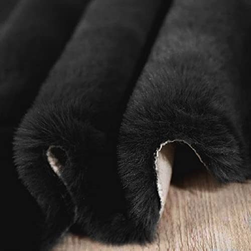 Fluffy Black Fuzzy Faux Rabbit Washable Shaggy Fur Rug for Living Room Bedroom Rugs Runners Rugs for Hallway 2x10 Nursery Rug