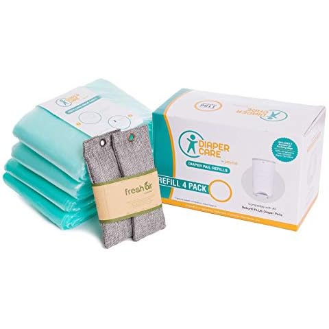 4 Pack Refill - Fits Dekor Plus Diaper Pails - Disposable Liners Hold Up to 2372 Diapers + Bonus Bamboo Charcoal Odor Smell Eliminator Bags + Free Potty Training Secrets Ebook Cover