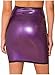 Latex Mini Skirt Women Mini Skirt with Trims,Purple-Black Border,Large