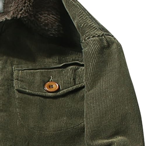 Men's Fleece Sherpa Lined Corduroy Trucker Jacket Warm Thickened Winter Coats Vintage Denim Lapel Button Coats4