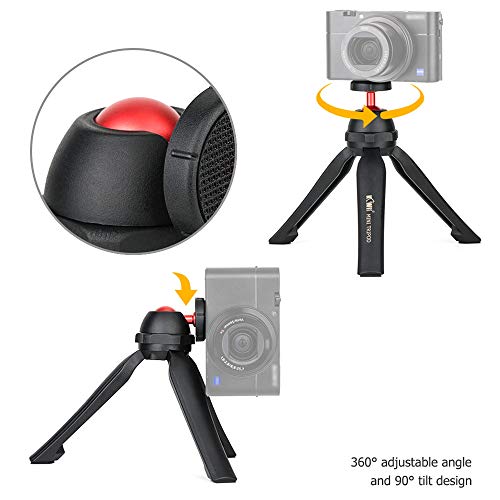 Kiwifotos Mini support rotatif à 360° avec rotule pour appareil photo reflex numérique Canon, Sony, Nikon, appareil compact, caméra d'action Gopro et téléphone iPhone/Huawei - Image 5