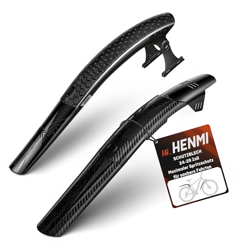 HENMI Fahrrad Schutzblech Set für Vorne & Hinten Werkzeuglose Montage & Sportliches Design universeller Mountainbike Spritzschutz für Fahrräder 2429 Zoll