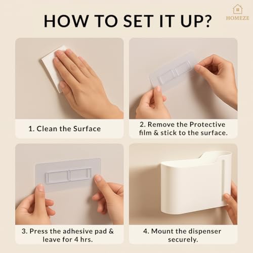 Image of HOMEZE Wall-Mounted Garbage Bag Dispenser | Punch-Free No-Drill Trash Bag Storage Organizer for Kitchen, Bathroom & Office | Space-Saving Refillable Waste Bag Holder Box (Durable & Compact Design)