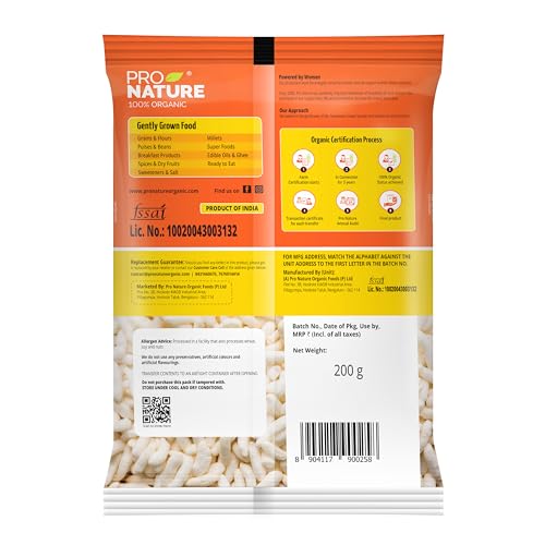 Image of Pro Nature 100% Organic Puffed Rice Murmura - 200g | Healthy, Gluten-Free, Light & Crispy | Ideal for Snacks, Bhel & Fasting | No Additives or Preservatives (Pack of 3)