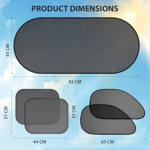 Image of Pivalo Universal Car Curtains Sun Shade Cover Interior for UV Rays Protection 4 Side & 1 Rear Windows Baby Sunshade Compatible with SUVs and All Cars (Pack of 5, Black)