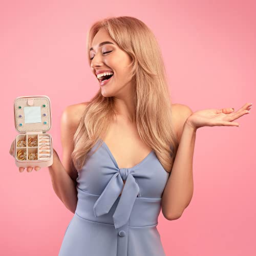 Yesteel Travel Jewelry Case Jewelry Box Jewelry Organizer, Travel Essentials Travel Accessories For Women, Ring Necklace Earring Jewelry Holder Organizer Box With Mirror, Birthday Gifts For Women Mom Grandma Initial A #TOP4