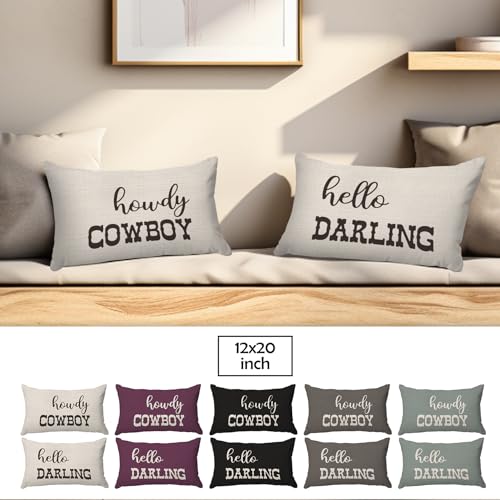 PUHEI Western Throw Pillows - Western Bedroom Decor Throw Pillow Cover, Western Pillow Covers, Western Home Decor, Couple Pillow Case 12 x 20 Inch Sofa Bed, Western Couples Gifts (Off-White) by PUHEI - Used condition - Image 5
