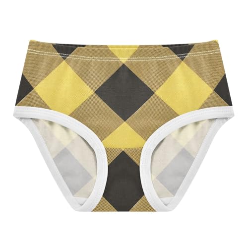 Girls' Panties Toddler Cotton Underwear for Kid Classic Yellow and Black Buffalo Check