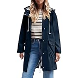 Chubasquero Mujer Impermeable Largo Viaje Talla Grande Chaqueta Cortavientos Running Montaña Ciclismo Moto Ligero Transpirable Abrigo de Lluvia Moda Gabardina para al Aire Libre Acampada Trekking