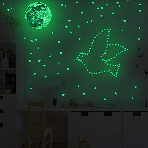 DAXIAO Leuchtsterne Selbstklebend Wandsticker, Sterne und Mond Sternenhimmel Aufkleber Wanddeko, Leuchtsticker DIY Wandsticker für Kinderzimmer Cover