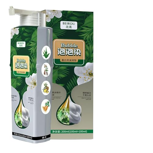 JISKG Beirou Bubble Plant Hair Dye Shampoo, Natural Plant Extract Non Damage Hair Dye for Grey Hair. (Black Teal)