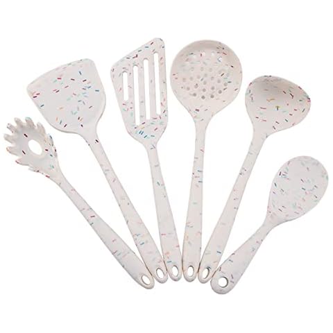 6 Pcs Silicone Kitchen Utensils Set, Silicone Cooking Utensils, Heat Resistant Kitchen Cooking Utensils Set,High Heat Resistant to 480°F, Hygienic One Piece Design, (White) Cover