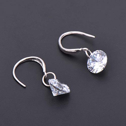 925 Sterling Silver 1ct Cubic Zirconia Diamond Stone Dangle Earrings