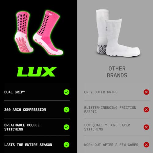 Image of Lux Dual Grip Soccer Socks for Men & Women - DualGrip Engineered for Performance & Comfort - Anti-Slip Grip Socks for Soccer