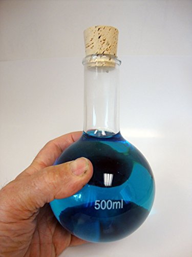 LabStock LB40-500 Boiling Flask, Flat Bottom with Cork Stopper, 500 mL Capacity