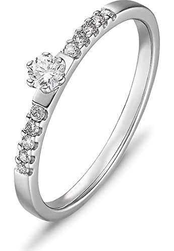CHRIST Damen-Damenring 585er Weißgold 1 Diamant 50, Weißgold 32004584
