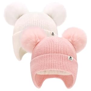 FURTALK Gorro de invierno para bebés y niños pequeños con pompón, gorro cálido con forro polar para niños
