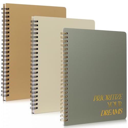 ZICOTO Aesthetic Spiral Notebook Set of 3 for Women - Cute College Ruled 8x6 Journal/Notebook with Large Pockets And Lined Pages - Perfect Supplies to Stay Organized at Work or School
