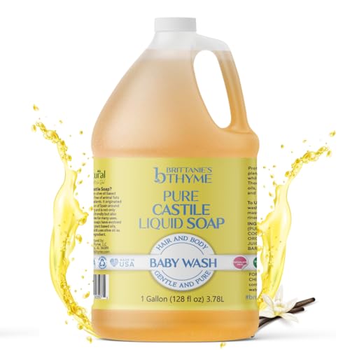 Image of Brittanie's Pure Organic Castile Liquid Olive Oil Soap Refill, Baby, 1 Gallon | Face, Body Wash, Dishes, Pets & Laundry | Vegan & Gluten Free Non-GMO