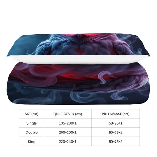 Housse de couette single 135x200cm en microfibre avec chouette rouge - 4