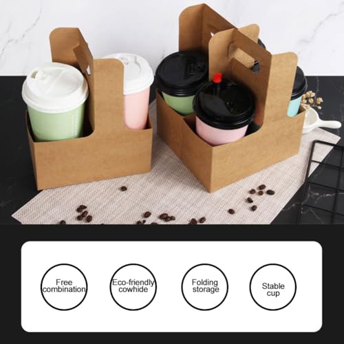 Kraft Getränketräger mit Griff,Karton Getränkehalter Heiße und Kalte Getränke,Becherträger Pappe Kaffee Getränkehalter Getränketräger,15PC Kraftpapier 2 Tassen für Restaurant zum Herausnehmen Bar Café