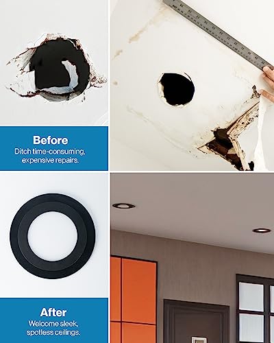 Image of Sunco 12 Pack Goof Rings for 6 Inch Recessed Lights, Flush Mount, Black, Can Light Trim Ring Cover, OD 8.6 Inch, ID 6.2 Inch, Paintable Surface, Matte Finish