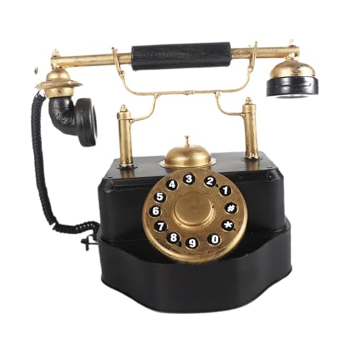 Fancyes Telephone Model Tabletop Ornament Corded Telephone Model Old Fashioned Statue Phone Model Desk Decoration for Living Room Bar