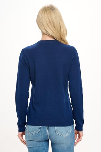 Image of Women's 100% Cashmere Soft Long Sleeve V Neck Crew Neck Sweater