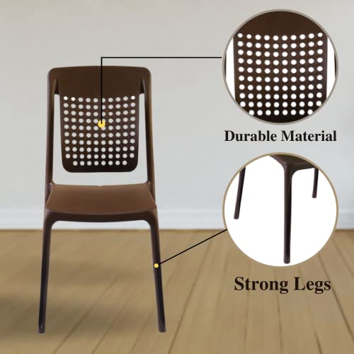 Image of ITALICA Spine Care Plastic Chair for Home, Office, Living Room /Matte Finish Plastic Outdoor Chair /Patio Chairs for Balcony | Suitable for Indoor & Outdoor (2109, Brown, Set of 1 Chair)