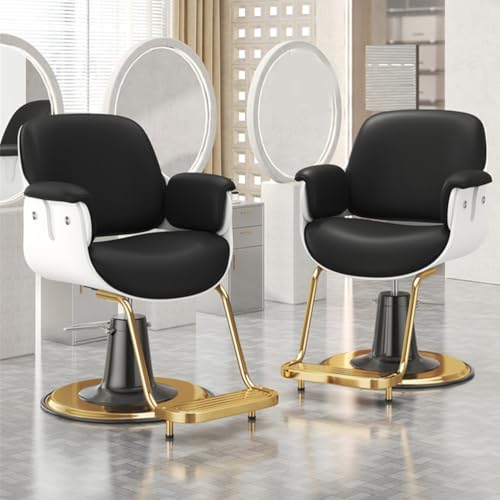 Fotel fryzjerski, regulowany obrotowy fotel fryzjerski z wytrzymałą pompą hydrauliczną, wyposażenie spa, do salonu urody, salonu tatuażu,Gold,A