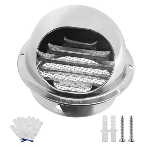 換気口カバー 丸型フード付ガラリ φ 120mm 60mm 90mm 160mm 400mm ステンレス製 通気口 防雨タイプ 外壁排気口 換気グリル 換気ダクト接続用(170mm/6.7")