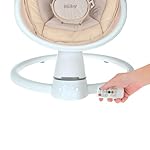 Nuby Baby Swing with Canopy and Remote - 5-Level Infant Swing with Soothing Sounds and Mobile App Control - 0-9 Months - Tan - Image 4