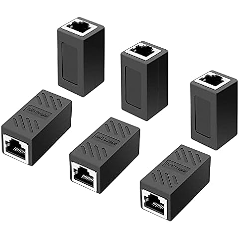 TIZOPO Ethernet Coupler,RJ45 Coupler,RJ45 Inline Coupler,Network Coupler, for Cat7/Cat6/Cat5e/cat5 Ethernet Cable Extender Connector - Female to Female, Black 6 Pack Cover