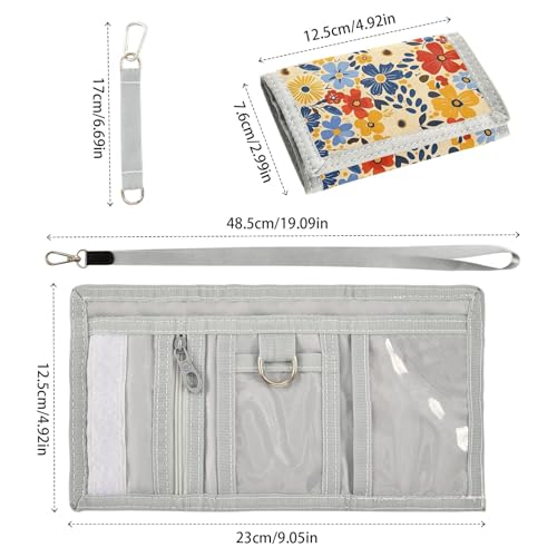 ALAZA Kids Wallets for Boys Girls Toddler Trifold Wallet Children Small Orange Red Flowers with Zipper Coin Pocket3